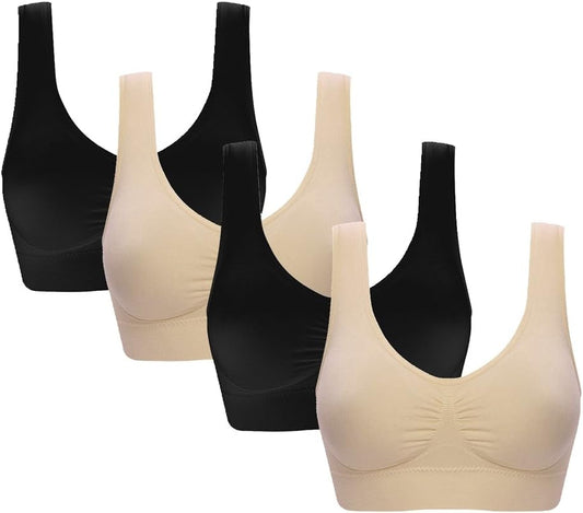 Women'S 3 Pack Seamless Comfortable Sports Bra with Removable Pads - WORLD TIME VISITS