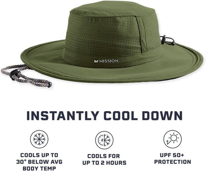 Cooling UPF Boonie Hat - Unisex Sun Hat for Hiking, Beach & Fishing - Sweat & Water Activated Technology