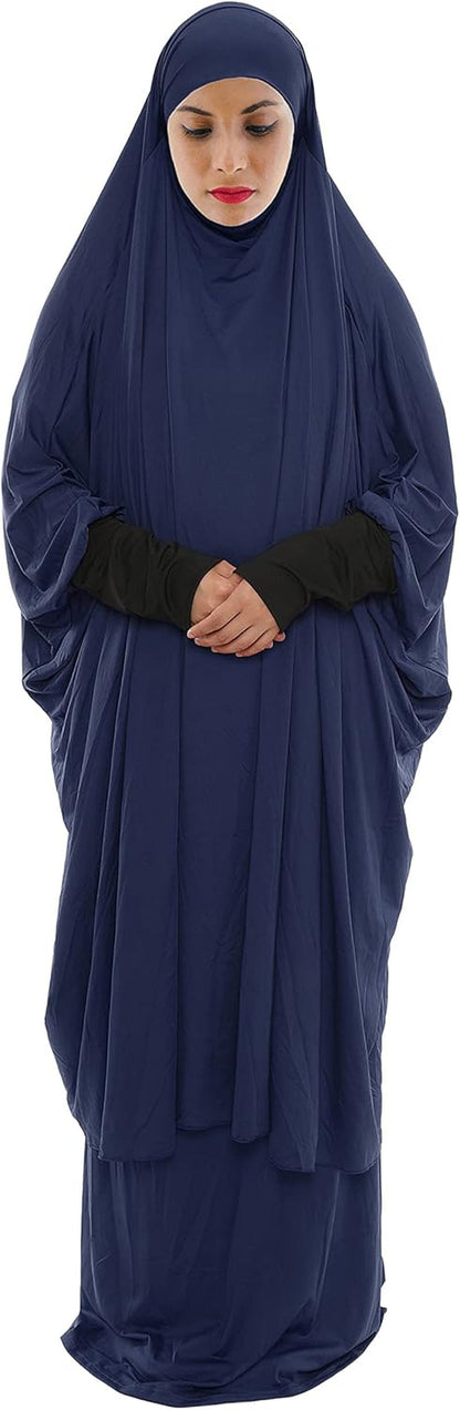 Women Muslim Prayer Dress Islamic Jilbab Eid Formal Gown 2-Piece Prayer Set - WORLD TIME VISITS