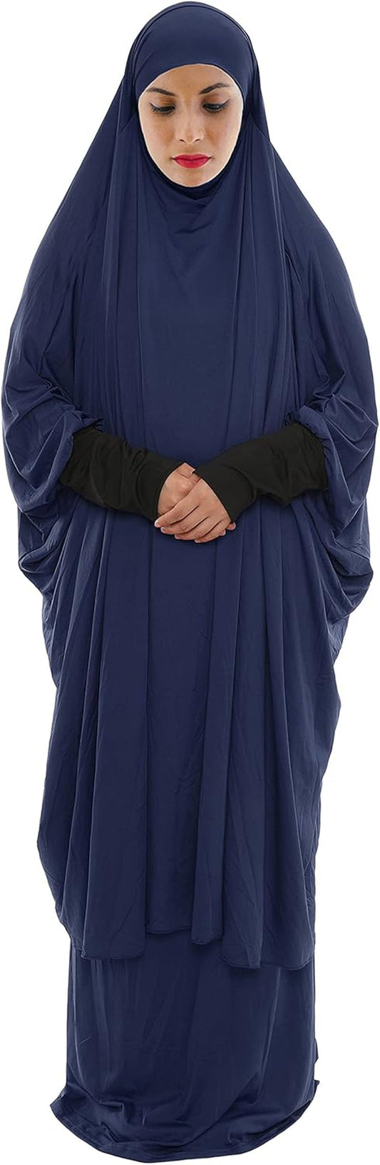 Women Muslim Prayer Dress Islamic Jilbab Eid Formal Gown 2-Piece Prayer Set - WORLD TIME VISITS