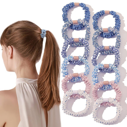 Hair Ties Scrunchies - Small Mini Scrunchy for Women Thick Hair Accessories Cute Soft No Slip Hair Elastics Ponytail Holder for Curly Hair No Damage Hairties Gift for Girls