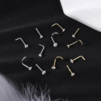 8Pcs 20G/18G 925 Sterling Silver Nose Stud Set Cubic Zircon Nose Piercing L Shaped/Nose Bone/Nose Screws Rings Nostril Piercing Jewelry