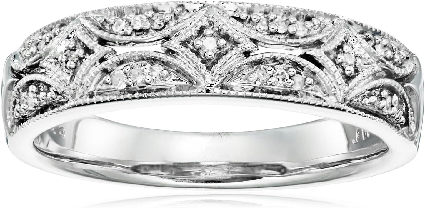 Sterling Silver Diamond Accent Band Ring (Previously Amazon Collection) - WORLD TIME VISITS