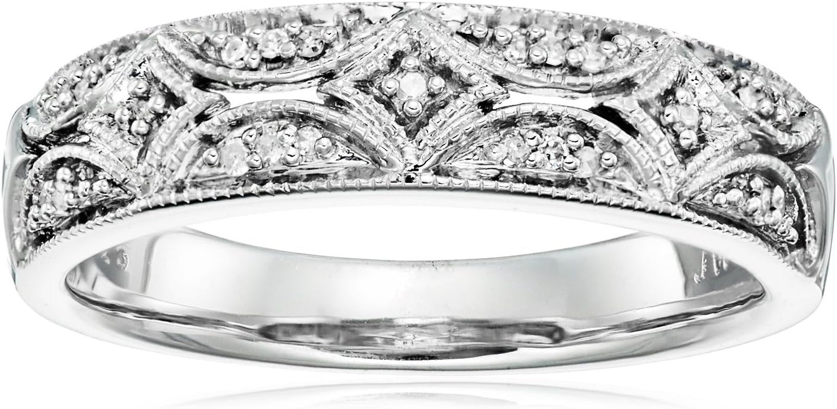 Sterling Silver Diamond Accent Band Ring (Previously Amazon Collection) - WORLD TIME VISITS