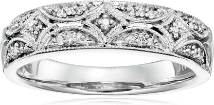 Sterling Silver Diamond Accent Band Ring (Previously Amazon Collection) - WORLD TIME VISITS