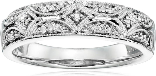 Sterling Silver Diamond Accent Band Ring (Previously Amazon Collection) - WORLD TIME VISITS