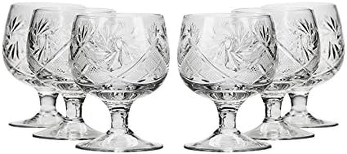 WG5290, 1.5-Oz Hand Made Vintage Russian Crystal Shot Glasses, Vodka Shots on a Stem, Set of 6