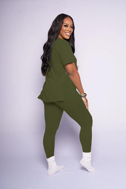 Lounge Sets for Women Two Piece Outfits Pullover Tops and Long Pants Tracksuit Sweatsuits Armygreen M - WORLD TIME VISITS