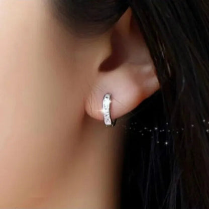 Luxury Noble 925 Silver Elegant Heart Diamond Hoop Ear Stud Earrings for Women Round Earring Wedding Bridal Jewelry