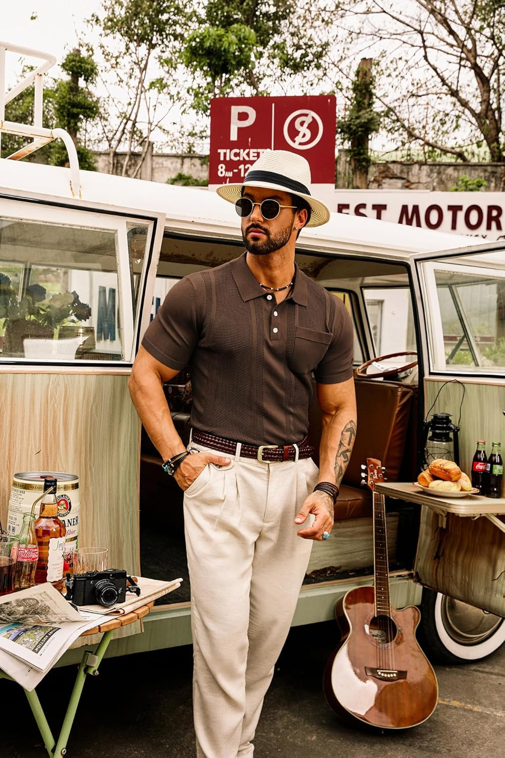 Men'S Knit Polo Shirts Short Sleeve Texture Lightweight Golf Shirts Sweater