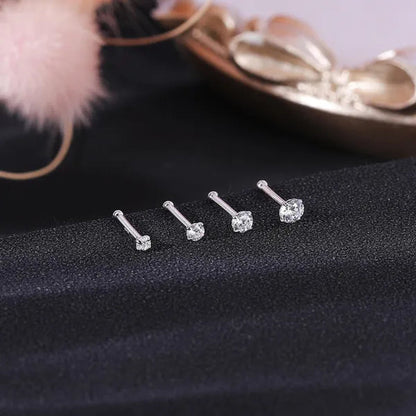 8Pcs 20G/18G 925 Sterling Silver Nose Stud Set Cubic Zircon Nose Piercing L Shaped/Nose Bone/Nose Screws Rings Nostril Piercing Jewelry