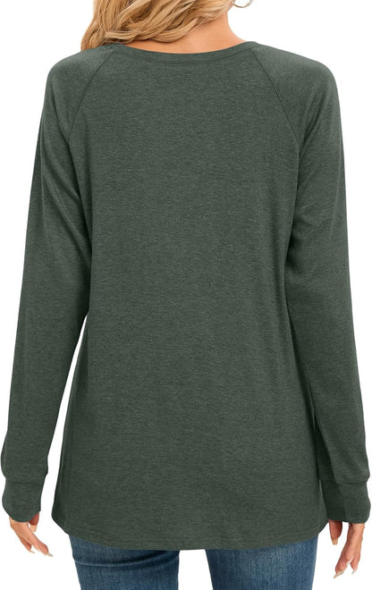 Women Long Sleeve Shirts Casual Tops Dressy Blouses Fashion Pleated Tunic
