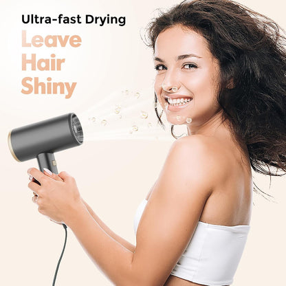 SIYOO Professional Hair Dryer, Ionic Blow Dryer with Diffuser and Nozzle, 1600 Watt Negative Ions Salon Lightweight Hairdryer Gold - WORLD TIME VISITS