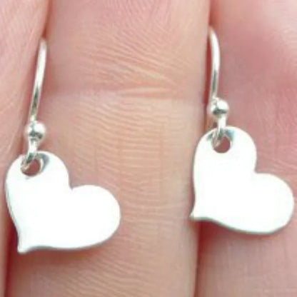 Classic Silver Color Delicate Heart Shape Stud Earrings for Women Bridal Anniversary Christmas Gifts Beach Party Jewelry