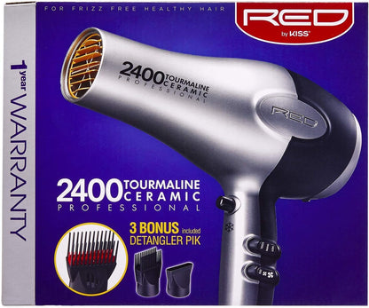Hair Dryer 2400 Tourmaline Ceramic Technology, Professional Blow Dryer, Maximum Shine, Fast Drying, Adjustable Settings, 3 Attachments, Salon Quality - WORLD TIME VISITS