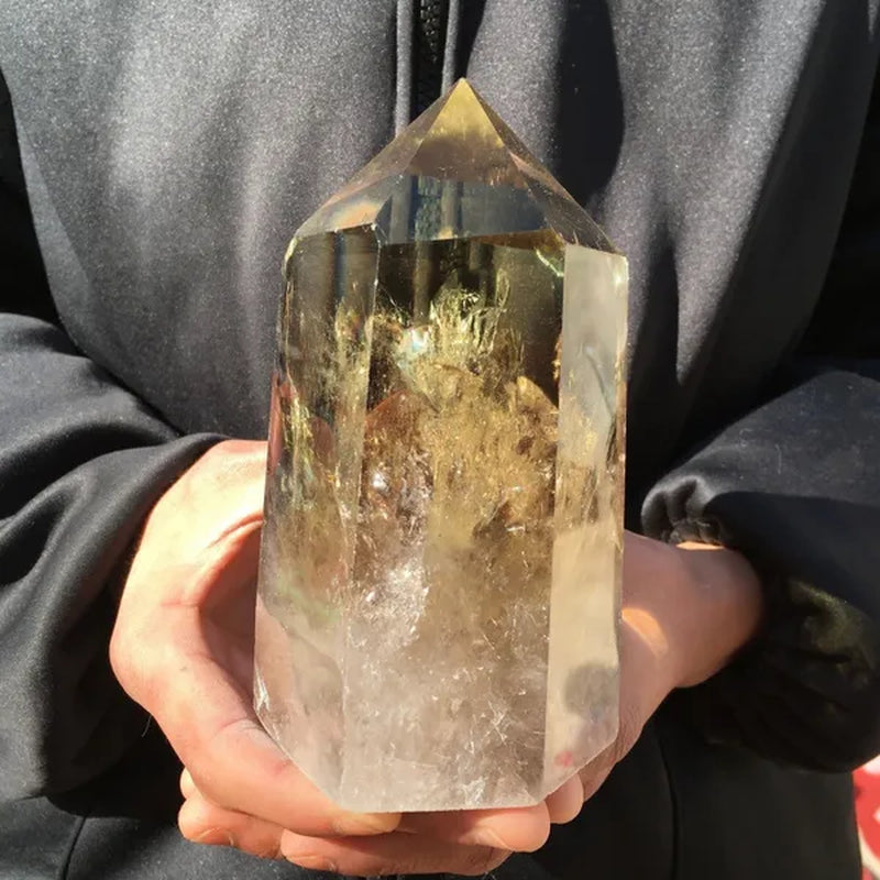 700g/800g/1000g Natural Large Size Clear Citrine Tower Points Smoky Citrine Quartz Crystal Healing Wand for Decoration