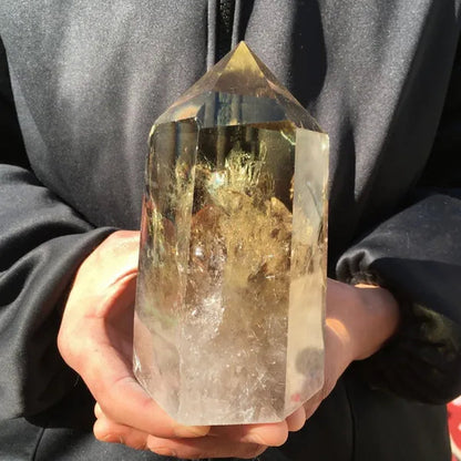 700g/800g/1000g Natural Large Size Clear Citrine Tower Points Smoky Citrine Quartz Crystal Healing Wand for Decoration