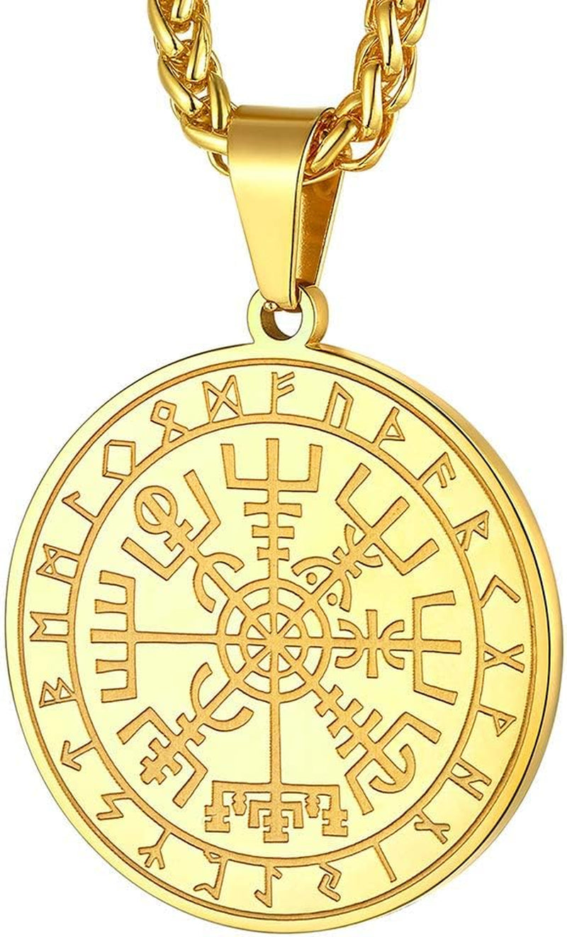 Viking Medal Necklace for Men Sturdy Stainless Steel Pendant Necklaces Retro Norse Mythology Jewelry with Gift Box - WORLD TIME VISITS