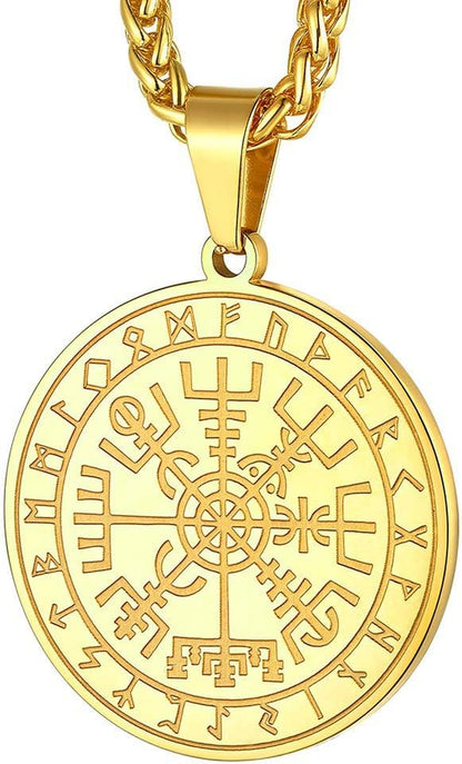 Viking Medal Necklace for Men Sturdy Stainless Steel Pendant Necklaces Retro Norse Mythology Jewelry with Gift Box - WORLD TIME VISITS