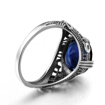 High Quality Fashion 2016 Blue Sapphire Vintage Wedding Ring Antique 925 Sterling Silver for Women Jewelry