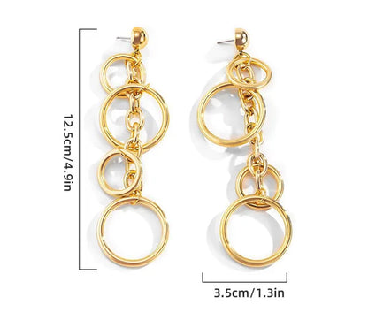 Women Punk Long Big Circle Link Chain Earrings Hiphop Large Drop Earrings Fashion 2021 Earring Jewelry Gift