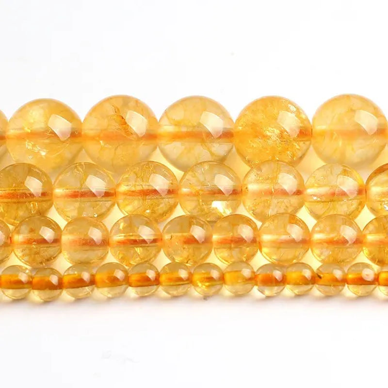 1pcs Natural Citrines Yellow Crystal Quzrtz Round Beads for Jewelry Making 15'' Strand DIY Bracelet 4mm 6mm 8mm 10mm