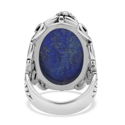 Shop LC Lapis Lazuli Cocktail Statement Ring ION Plated Yellow Gold Floral Blue Crystal Stainless Steel Gifts for Women