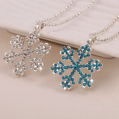 New Fashion Christmas Gift Decoration Explosion Crystal Pendant Full Diamond Pendant Necklace Snowflake Sweater Chain - WORLD TIME VISITS