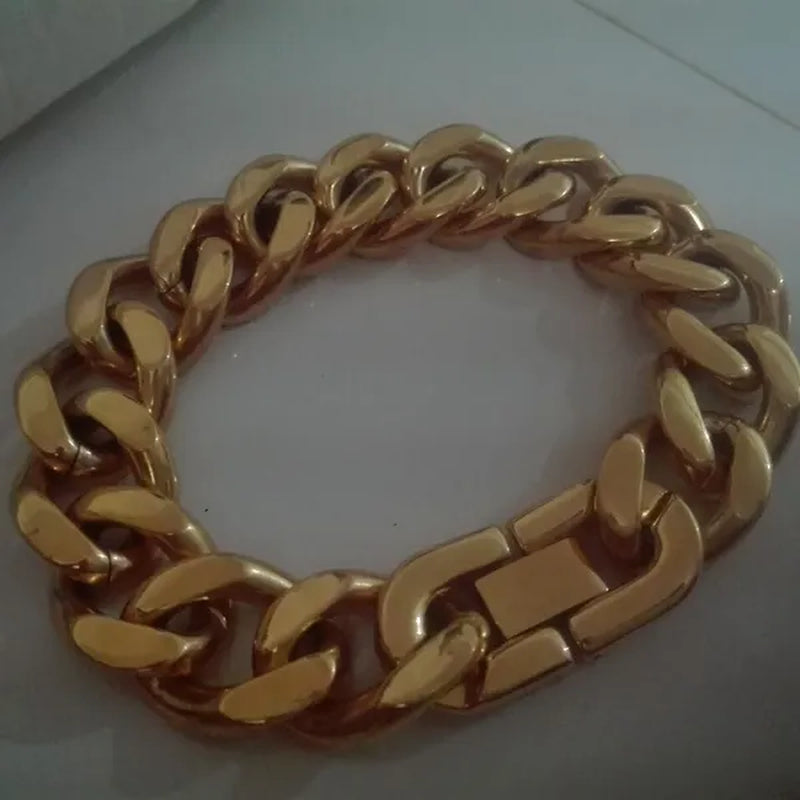 Gold / Black / silver stainless steel curb chain toggle bracelet bangle size : 15mm 21cm jewelry for men women