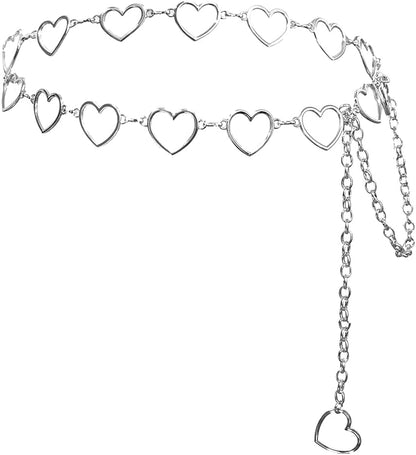 Women Waist Chain Belt Gold Silver Chain Belt Body Chains Jewelry for Dress Y2K Heart Chain - WORLD TIME VISITS