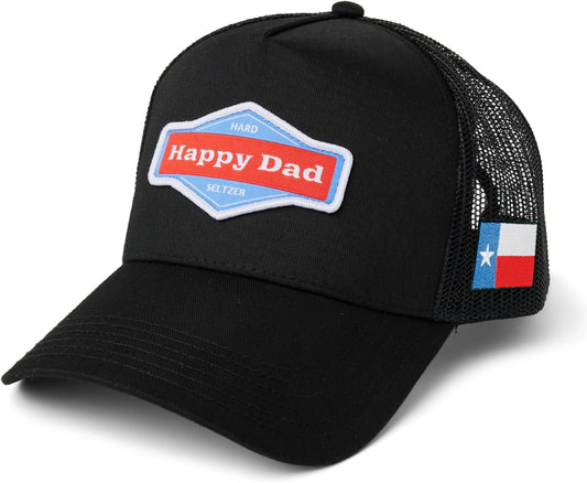 Happy Dad Hats for Men and Women, Available in Trucker Hat, 6 Panel Snapback Hat or Baseball Cap, Holiday & Birthday Gifts