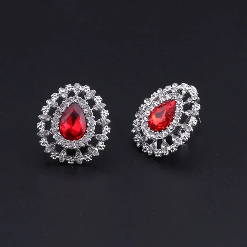 Vintage Turkish Women African Beads Jewelry Set Dubai Indian Crystal Ruby Wedding Necklace Jewelry Sets
