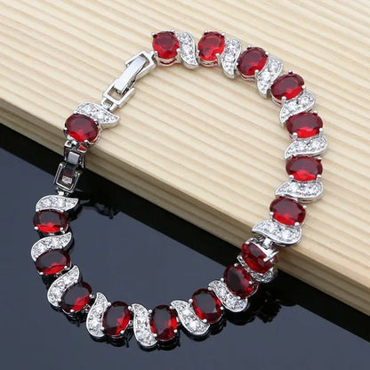 6 Colors Choice Gemstone Beads 925 Silver Jewelry Sets Sapphire Garnet Emerald Topaz Ruby Jewelry Set for Women