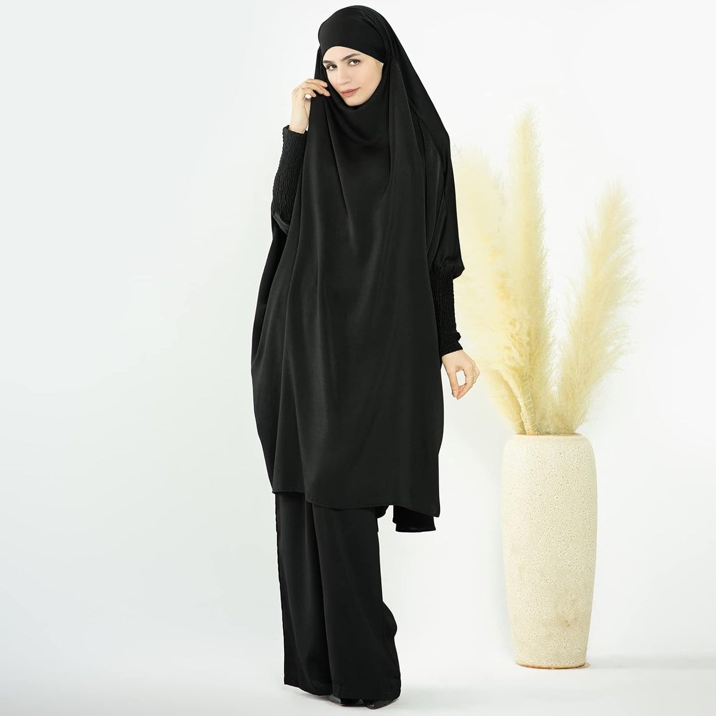 Abaya Muslim Modest Prayer Clothes with Hijab for Women 2-Piece All Cover Muslim Outfits Long Robe