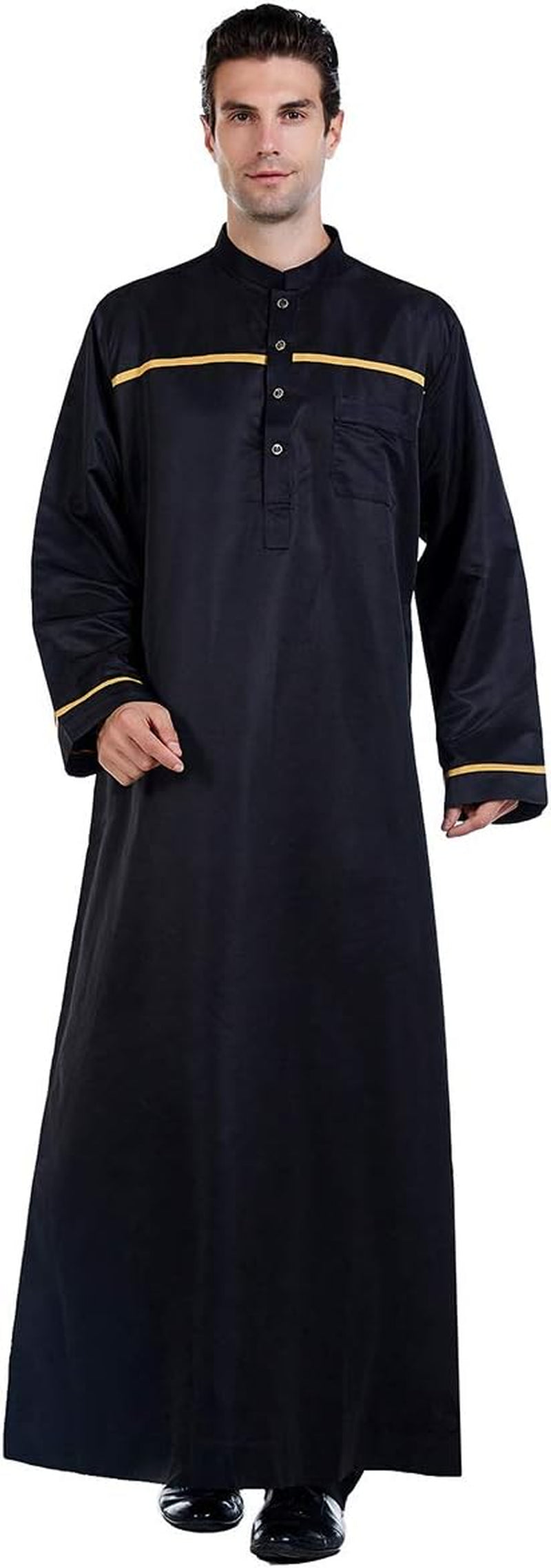 Men'S Muslim Clothes Durable Kaftan Robe Dubai Long Gown Ethnic Clothes,1Pc Soft Robe