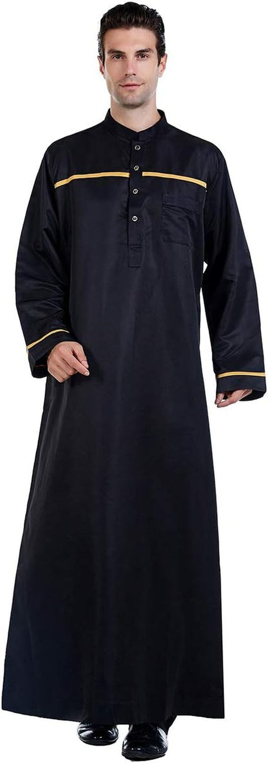 Men'S Muslim Clothes Durable Kaftan Robe Dubai Long Gown Ethnic Clothes,1Pc Soft Robe