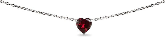 Sterling Silver Heart-Cut Created Ruby Solitaire Choker Necklace for Women, Wife, Girlfriend, Mother