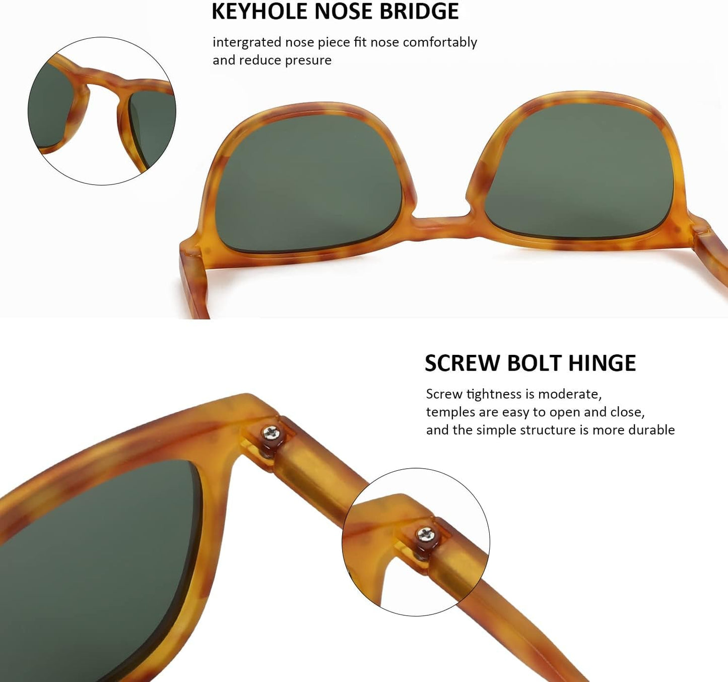 Polarized Sunglasses for Women Men: Retro Shades round | Square Frame UV Protection 2 Pack