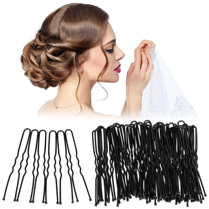 300 Hair Bun Bobby Pins U Shaped Pin Hair Grips to Clip Ballet Hair Net for Women 6 CM/2.3 Inch Black