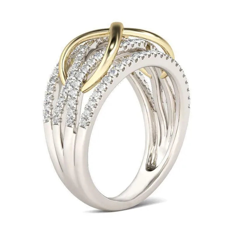 Popular Jewelry Fashion Women'S Two-Color Ring Gold-Plated Ring Gold and Silver Ring 8-Shaped Ring 6-10#