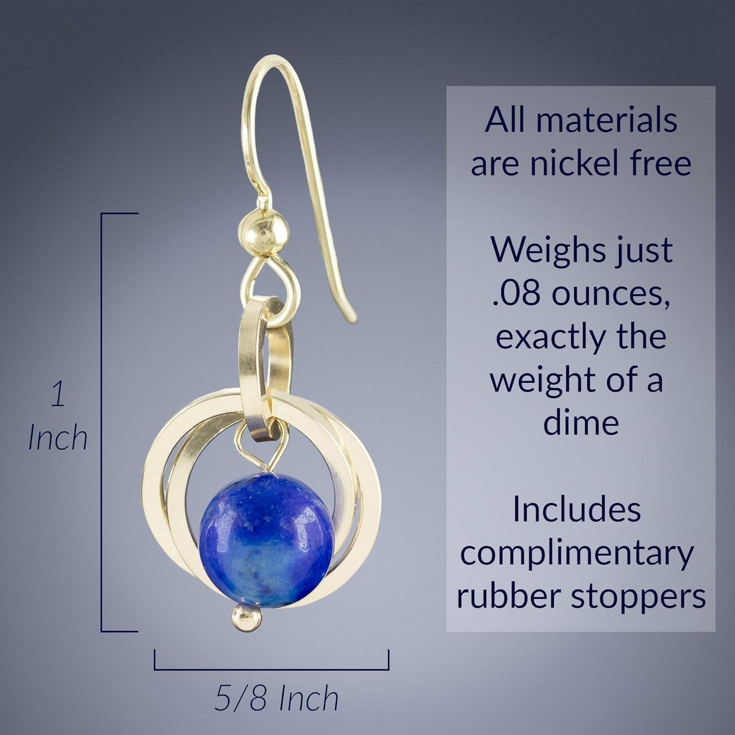 Classy Blue Lapis Earrings for Women – Real Gemstone Lapis Lazuli Earrings in 14K Gold Fill – Minimalist Gold Dangle Earrings for Women – Trendy Handcrafted Jewelry Gift Idea