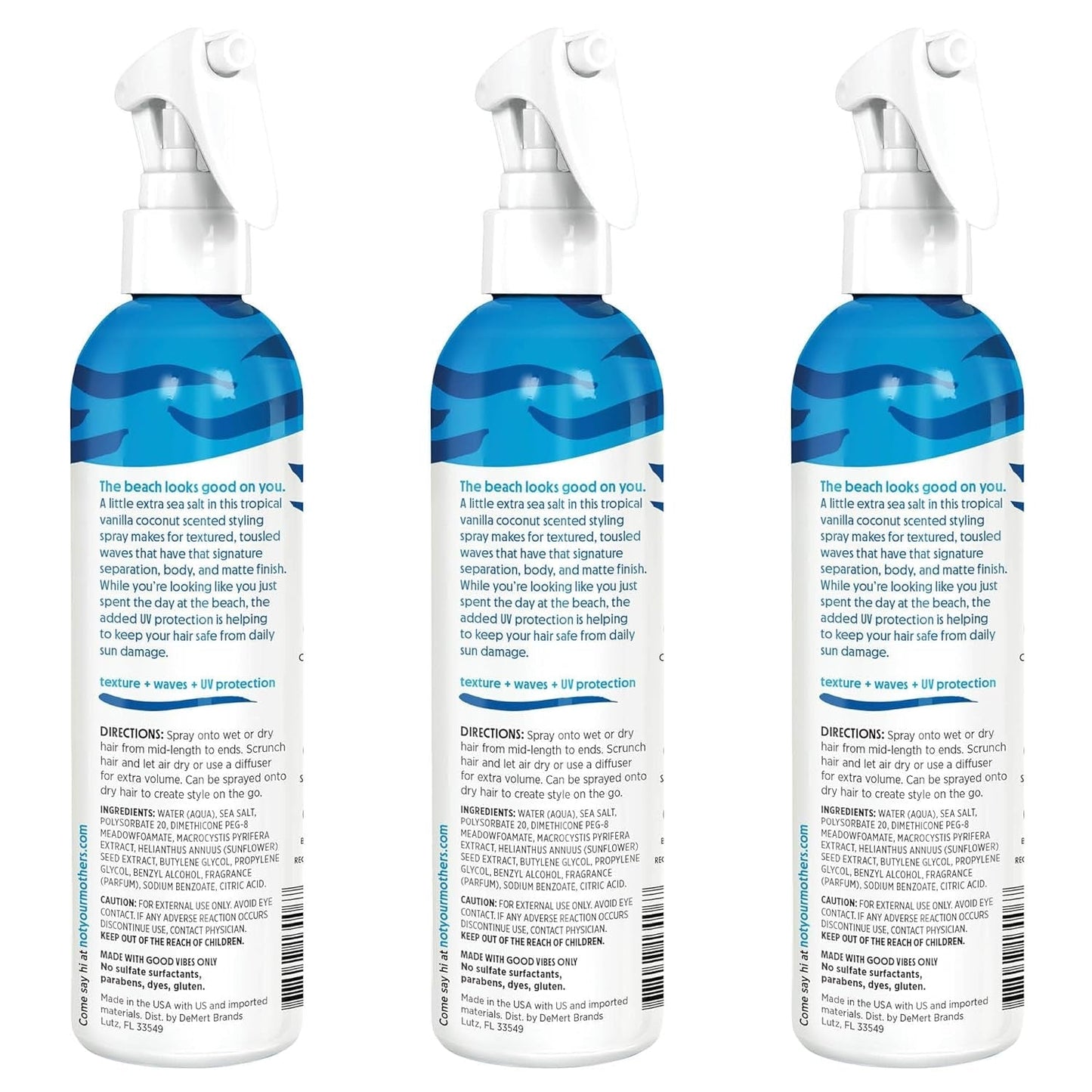 Beach Babe Sea Salt Spray (3-Pack) - 8 Fl Oz - Texturizing Spray for Tousled Hair - Add Texture and Grit to Hair with a Matte Finish
