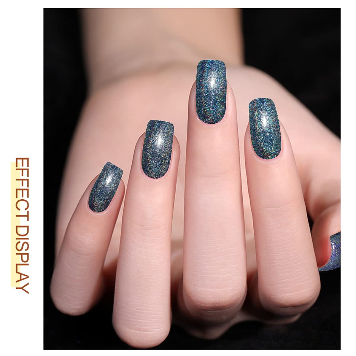 Holographic Gel Nail Polish Glitter: Led UV Gel Polish Sparkle Color Soak off Nail Art Gel DIY Design Manicure 1 PCS 8ML Metallic Grey
