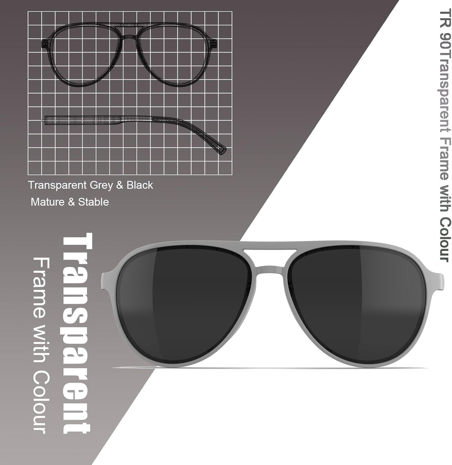 Lightweight TAC Polarized Tinted Classic Vintage Retro 70S Sunglasses, TR-90 Frame for Women Men, UV 400 Protection
