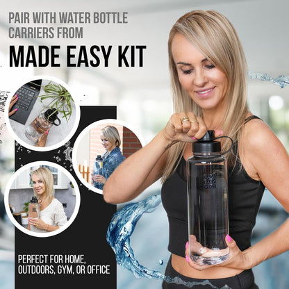 Tritan Plastic Water Bottle - Revolutionary Lid, Wide and Narrow Mouth Openings - BPA Free Water Bottle, Dishwasher Safe (Large (32Oz), Clear)