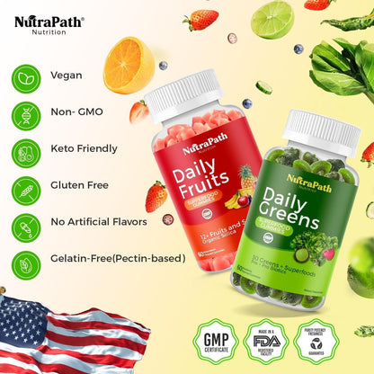 Superfood Fruits and Veggies Gummies (120 Chews), 12+ Superfruits & 30 Veggies, Fruit & Herbs, Fruit and Vegetable Vitamins, Non-Gmo, Pectin-Based, Gluten-Free