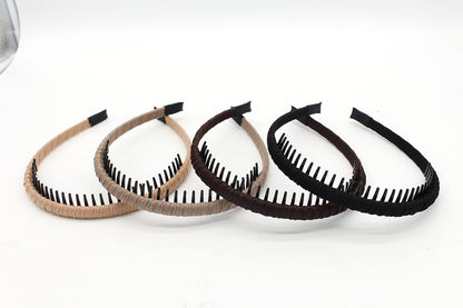 4Pcs Hairbands for Women, Non-Slip Zig Zag Headbands, Adjustable Teeth Comb Hair Hoop, Daily Use, Yoga, Spa, Parties, Resin Cotton Blend