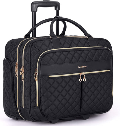 Rolling Laptop Bag Women, Briefcase for 17.3 Inch with Wheels Computer Case Work Travel Business