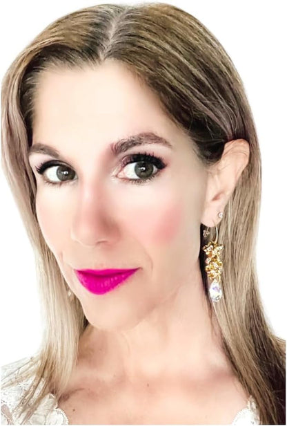 Authentic Austrian Crystal Briolette Pendant Cluster Statement Earrings