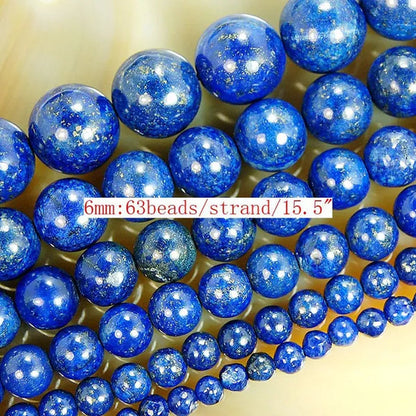 1pcs Natural Lapis Lazuli 4mm 6mm 8mm 10mm 12mm 14mm Round Beads 15.5inches/strand Pick Size For Jewelry Making
